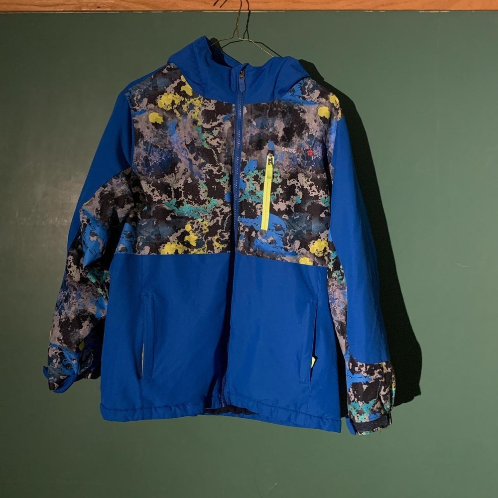 Swiss Tech Kids XL Blue Black Ski Jacket Waterproof Insulated Retro Winter Coat